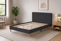 Restmaker Urban Bed Frame in Beige colourway styled in a contemporary Australian bedroom